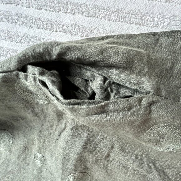 HD Diffusion Paris Women Green Polka Dots Linen Short Cap Sleeves Shirt Dress - Picture 8 of 9